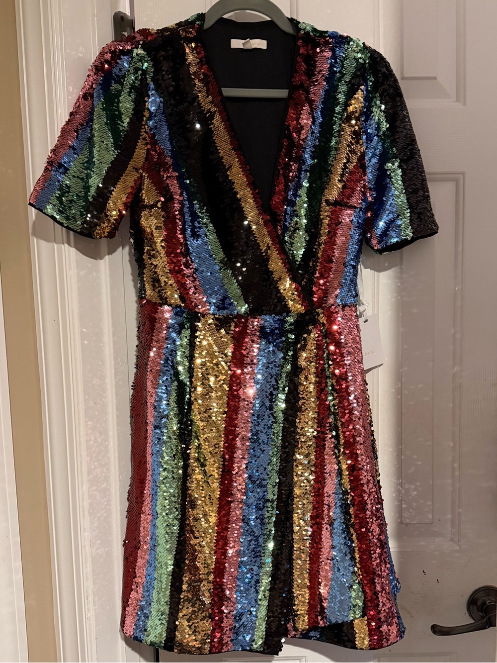 Sequin Multi-Stripe Mini Dress - Colorful Party Ready